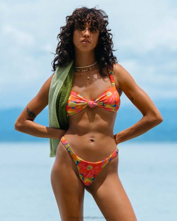 Women Multi Billabong Sunny Coast Ruched Bandeau Bikini Top 80P81244