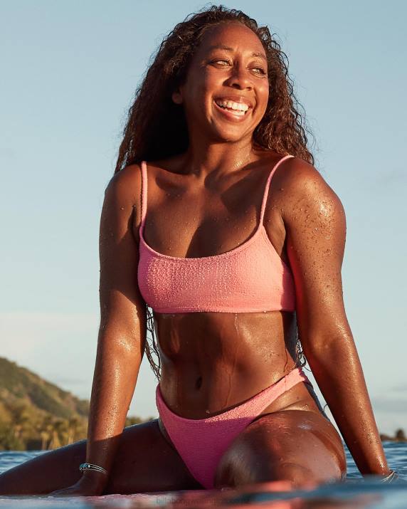 Women Pink Sunset Billabong So Dazed Avery Mini Crop Bikini Top 80P81741