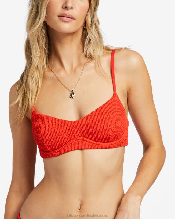 Women Red Aloha Billabong Summer High Kensley Underwire Bikini Top 80P81252