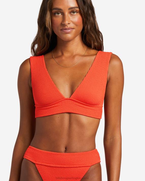 Women Red Aloha Billabong Summer High Plunge Bikini Top 80P81254