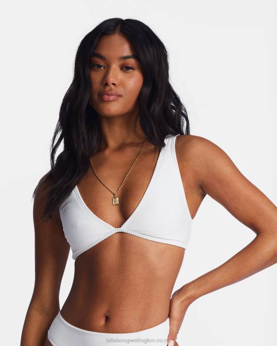 Women White Billabong Tanlines Ava Tank Bikini Top 80P81497