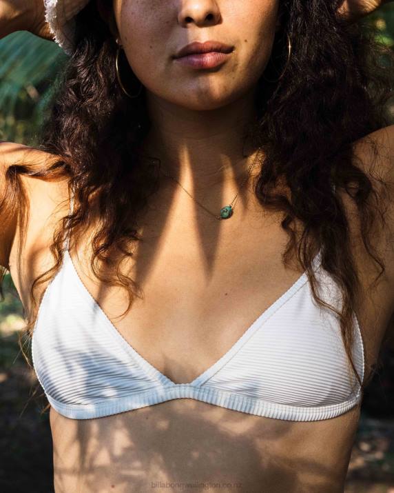 Women White Billabong Tanlines Ceci Triangle Bikini Top 80P81493