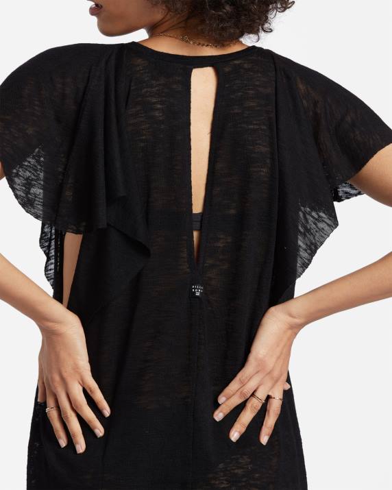 Women Black Pebble Billabong Out For Waves Cover-Up Dress 80P81356