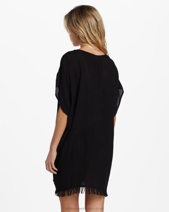 Women Black Pebble Billabong Walk Away Tunic Top 80P81326