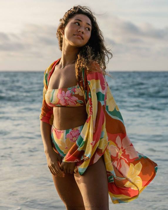 Women Brick Billabong Loveland 2 Kimono Beach Cover Up 80P81695