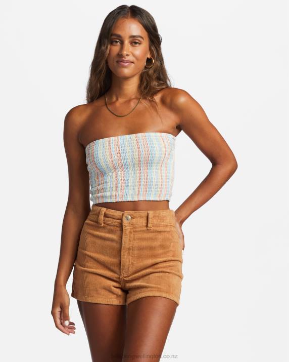 Women Salt Crystal Billabong Keep It Simple Smocked Crop Top 80P81755