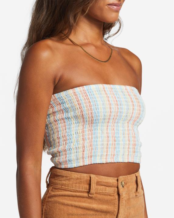 Women Salt Crystal Billabong Keep It Simple Smocked Crop Top 80P81755