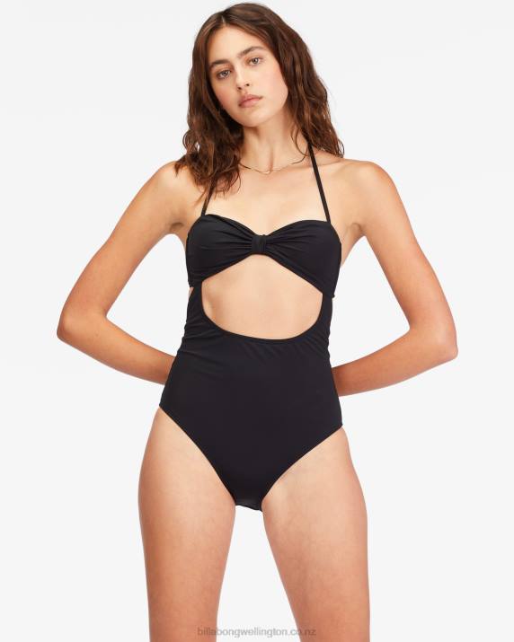 Women Black Pebble Billabong Sol Searcher Cut-Out One-Piece Swimsuit 80P81538
