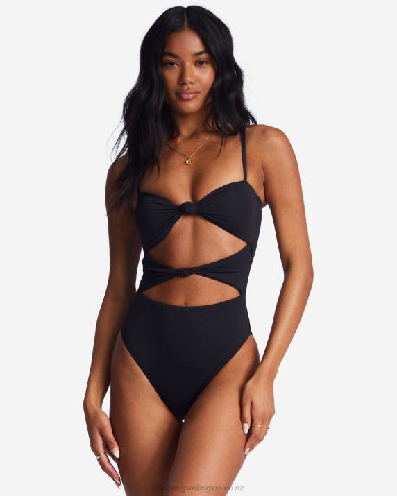 Women Black Pebble Billabong Sol Searcher One-Piece Swimsuit 80P81257