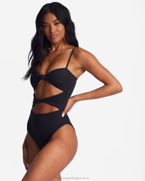 Women Black Pebble Billabong Sol Searcher One-Piece Swimsuit 80P81257