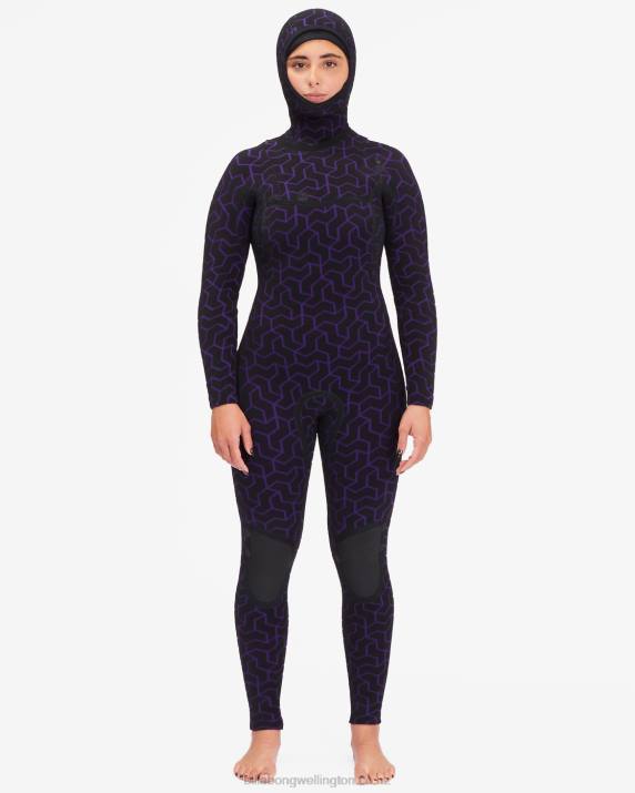 Women Midnight Trails Billabong 5/4 Furnace Chest Zip Hooded Wetsuit 80P82569